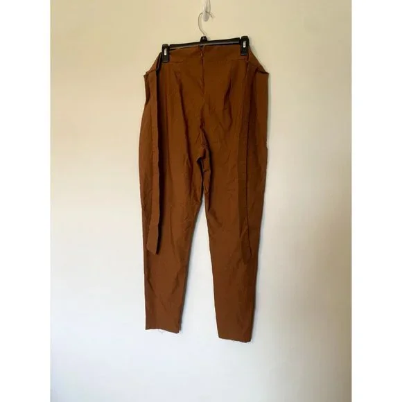 🍂 3/$15 - FashionNova Orange Brown Paperbag Waist Skinny Leg Trouser Pants - Picture 3 of 6